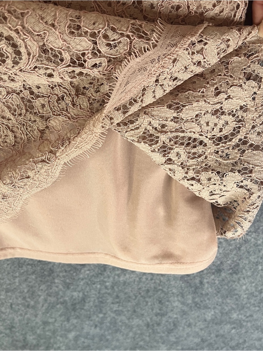 ADRIANNA PAPELL Blush Pink Lace Square Neck Long Sleeve Sheath Dress Size 10 - Picture 6 of 15